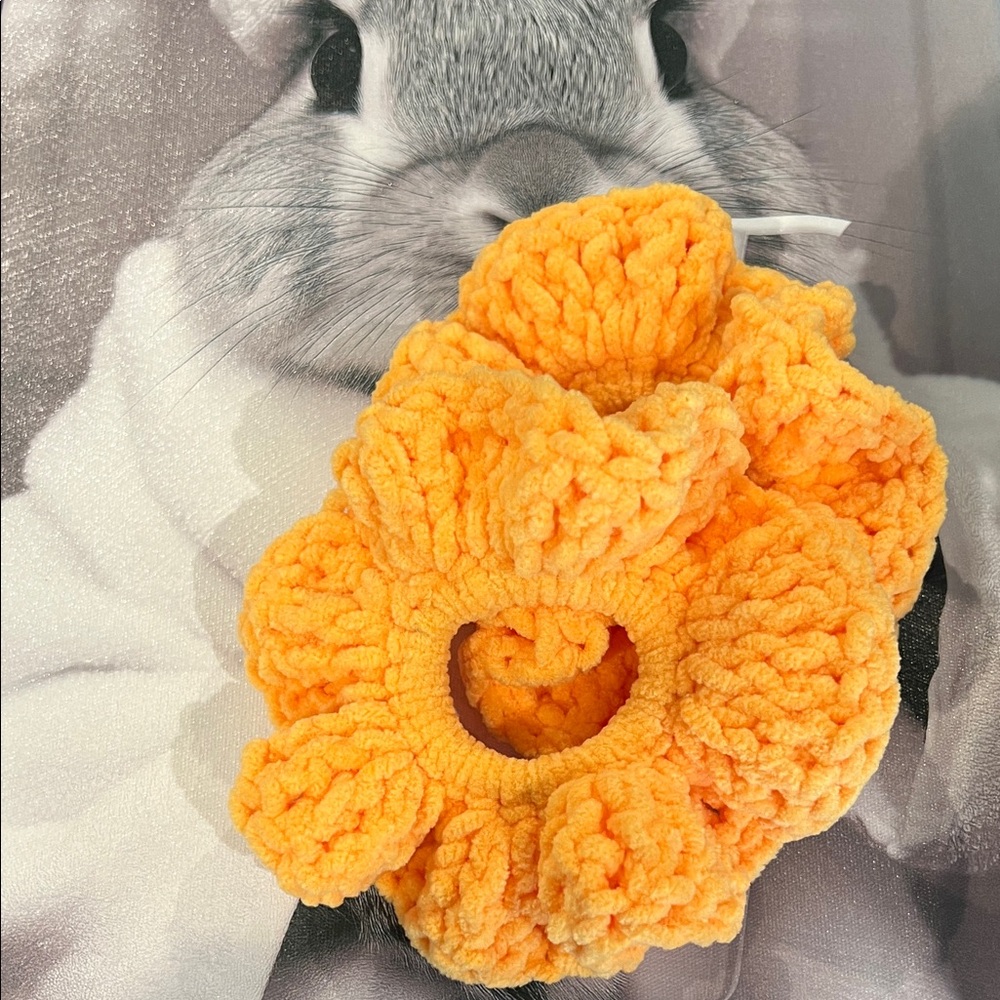 Hand Crafted Orange Hair Scrunchie Set of 2